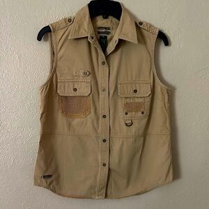 Women’s Vintage Ralph Lauren Fishing Safari Utility Vest Tan Khaki Medium
